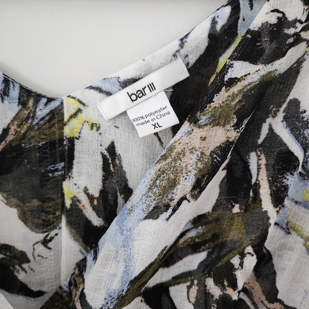 Bar III Dress Womens XL Handkerchief Hem Bayou Flower Flowy Sleeveless - Picture 4 of 6
